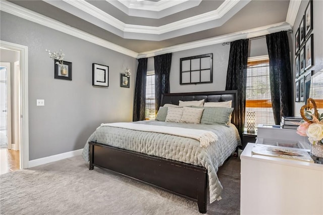 1112 N Oriole Ave, Rogers, AR 72756 - carpeted bedroom featuring ornamental molding and a tray ceiling