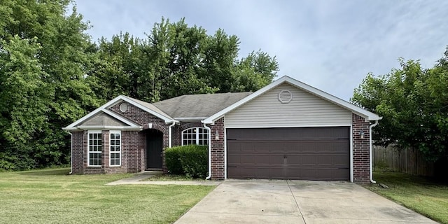 3107 SW Wentworth Ave, Bentonville, AR 72713 - ranch-style home featuring a garage, brick siding, driveway, and a front lawn