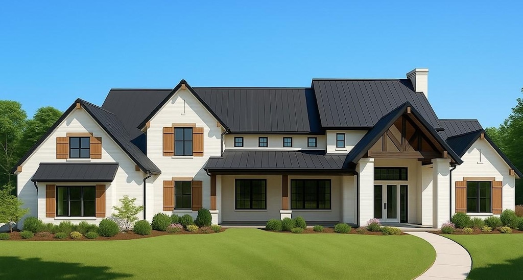 4110 Rolling Meadows Dr, Rogers, AR 72756 - view of front of home with a standing seam roof, a metal roof, and a front yard