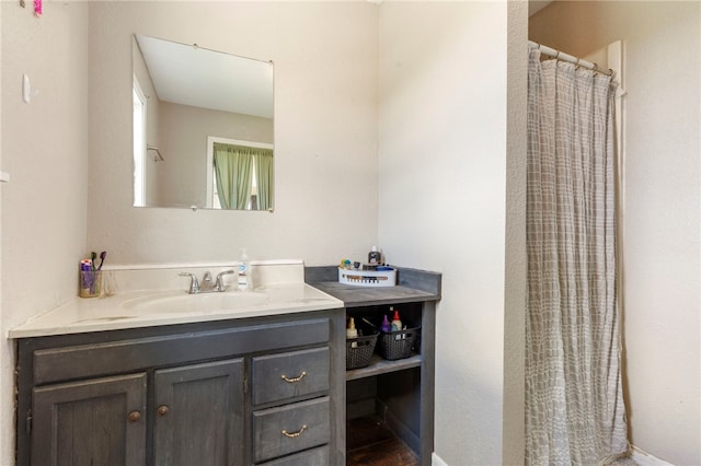 9402 Stone Ln, Omaha, AR 72662 - bathroom with vanity and curtained shower
