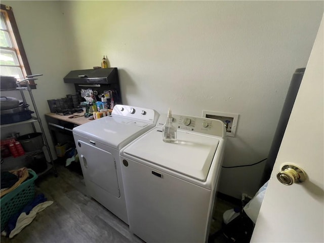 315 Glines Ct, Harrison, AR 72601 - laundry room with separate washer and dryer and wood finished floors