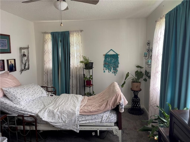 315 Glines Ct, Harrison, AR 72601 - bedroom with carpet flooring, a textured ceiling, and ceiling fan