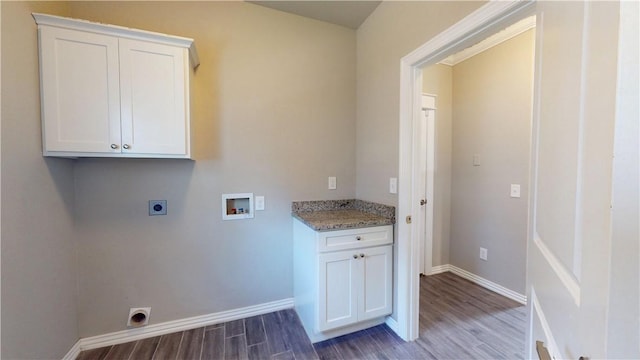 1218 Bradley St, Centerton, AR 72719 - washroom featuring hookup for an electric dryer, washer hookup, wood finished floors, and cabinet space
