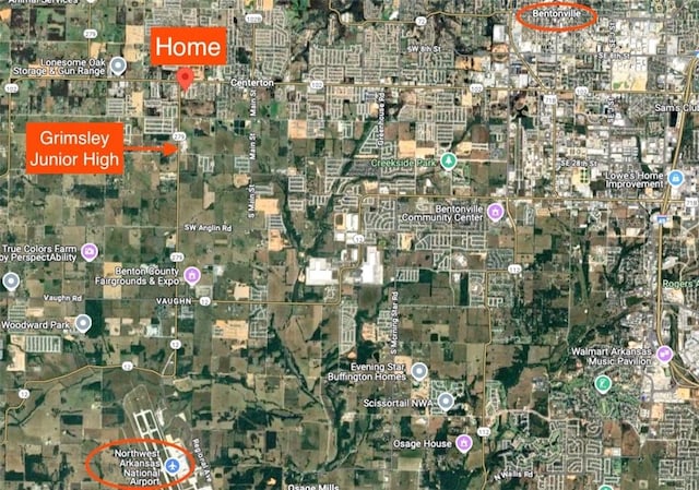 1218 Bradley St, Centerton, AR 72719 - aerial map of property and surrounding area