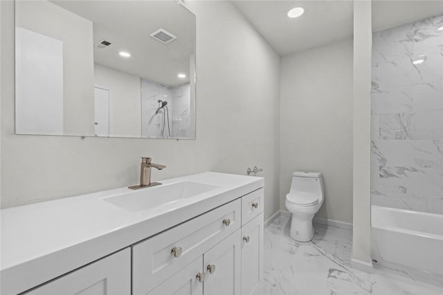 15654 Hickory Ln, Lowell, AR 72745 - bathroom with marble finish flooring, vanity, recessed lighting, and tub / shower combination