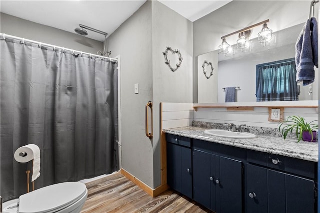 89 Creekview Rd, Harrison, AR 72601 - full bath with wood finished floors, vanity, and a shower with shower curtain