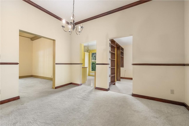 625 W College Ave, Harrison, AR 72601 - carpeted empty room featuring a chandelier and ornamental molding