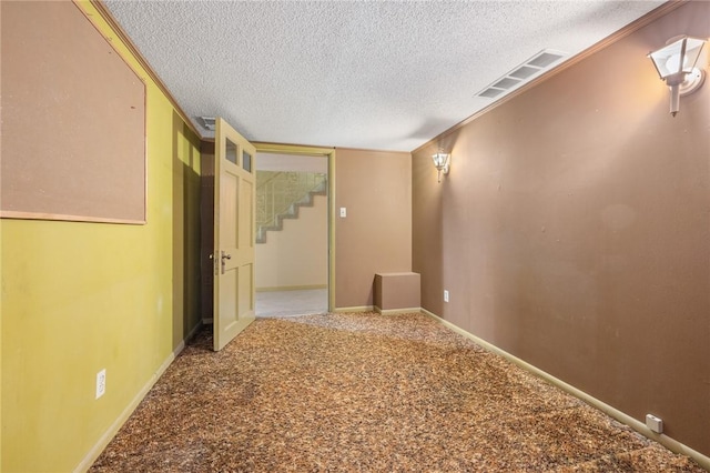 625 W College Ave, Harrison, AR 72601 - corridor with a textured ceiling, carpet floors, and stairs
