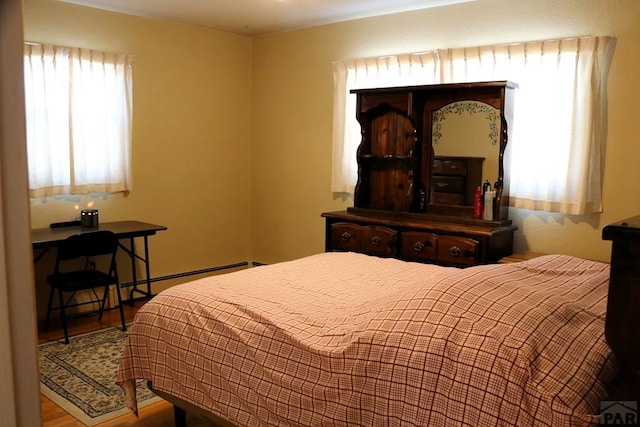 bedroom with wood finished floors