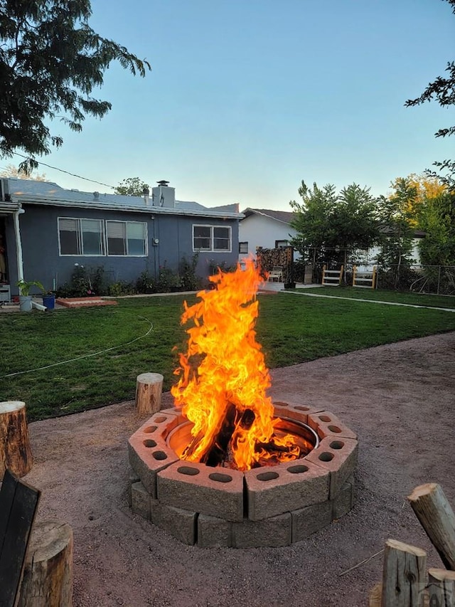 exterior space featuring a fire pit