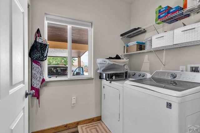349-351 W Buttercup Way, Pueblo West, CO 81007 - laundry room featuring washer and dryer and baseboards