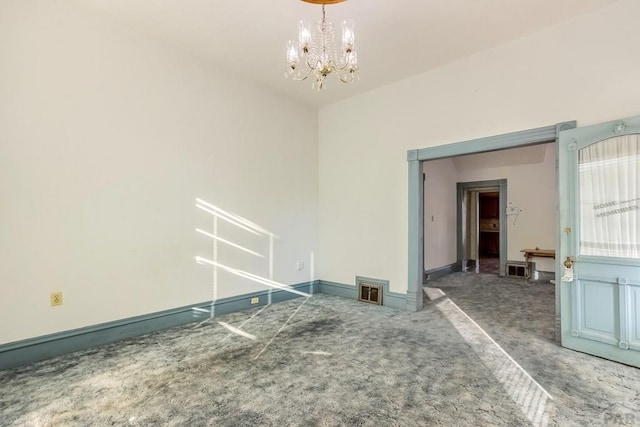 1708 Alta St, Trinidad, CO 81082 - carpeted empty room with a chandelier and baseboards