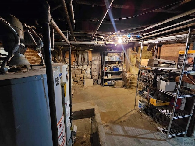 unfinished basement with water heater