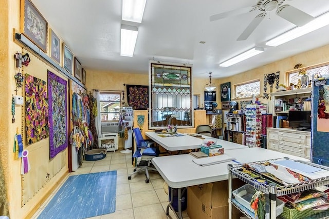 134 E Virginia St, La Veta, CO 81055 - tiled office space with ceiling fan and cooling unit