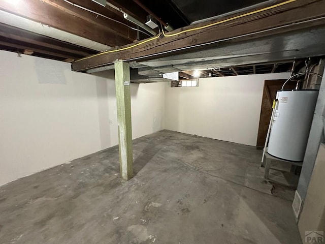 basement with water heater