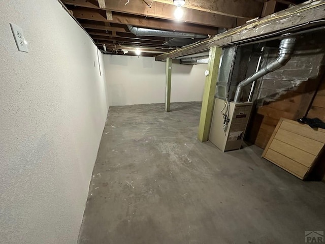 view of unfinished basement