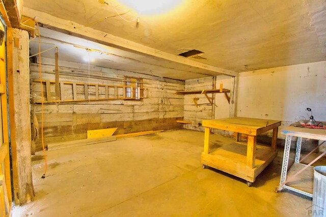 view of unfinished basement