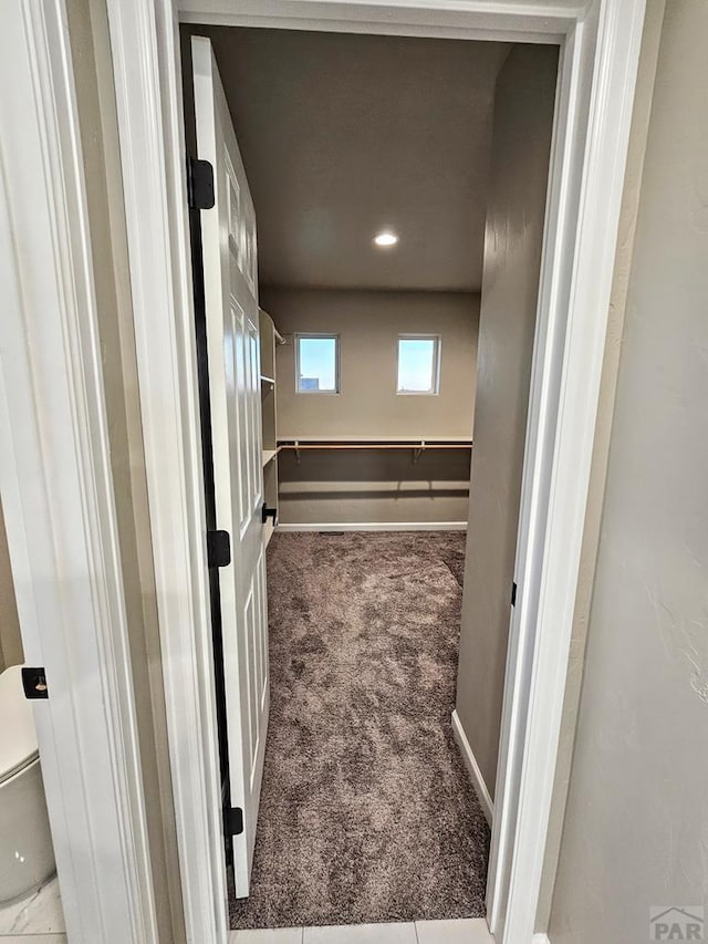 spacious closet with carpet floors