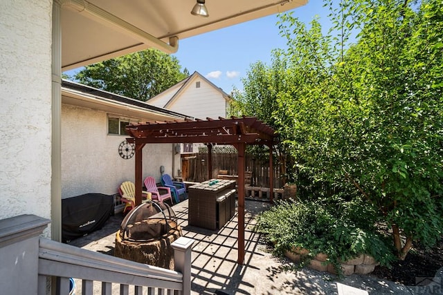 67 Macarthur Rd, Pueblo, CO 81001 - view of patio / terrace featuring a fire pit and a pergola