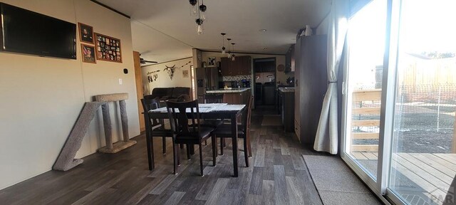 dining room with dark wood-type flooring