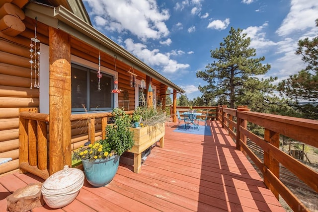 361 Crystal Peak Rd, Florissant, CO 80814 - wooden deck featuring outdoor dining space