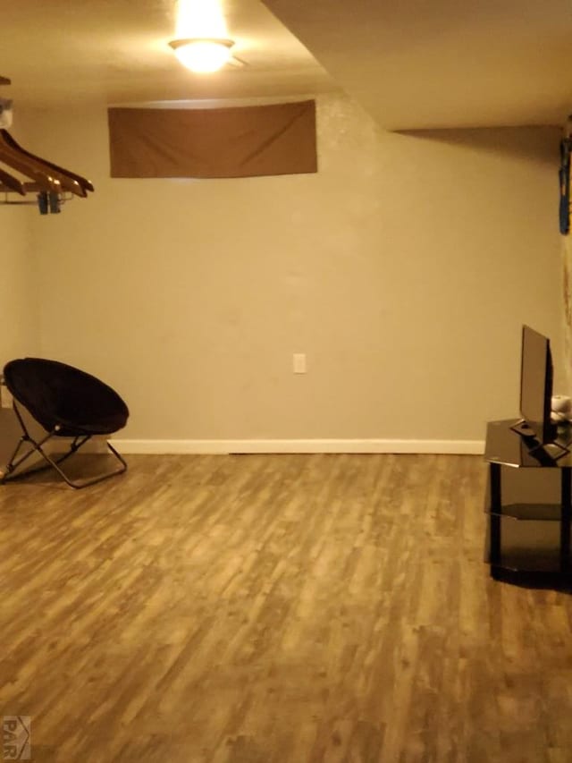 interior space with baseboards and wood finished floors