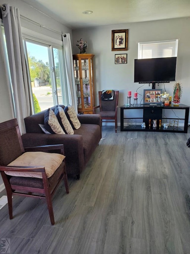 living area featuring wood finished floors