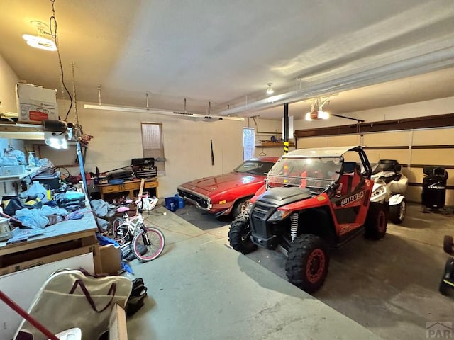 garage with a garage door opener