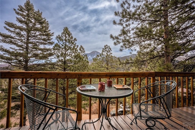 109 County Rd 405, Cuchara, CO 81055 - wooden deck featuring a mountain view