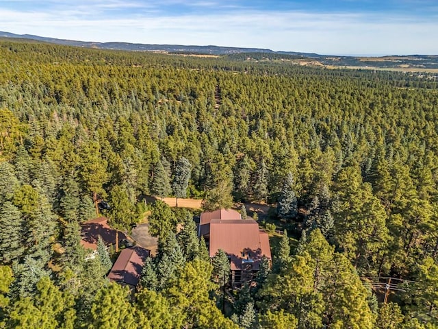 birds eye view of property with a forest view