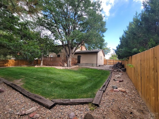 view of yard featuring a fenced backyard