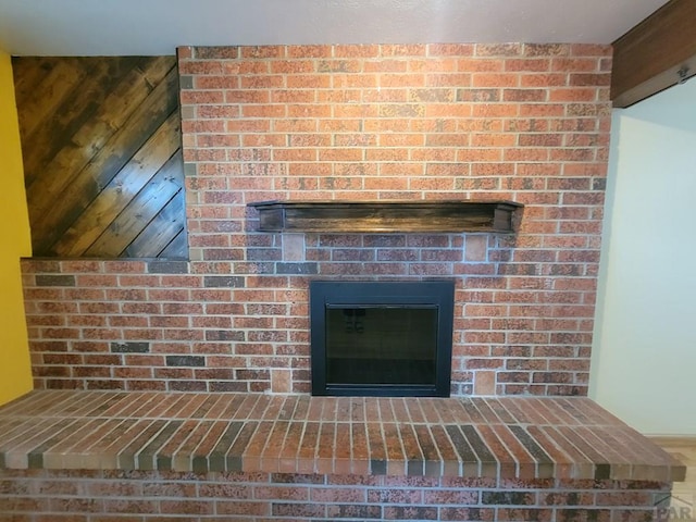 interior details with a fireplace