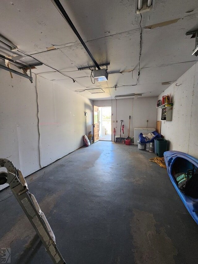 garage with a garage door opener