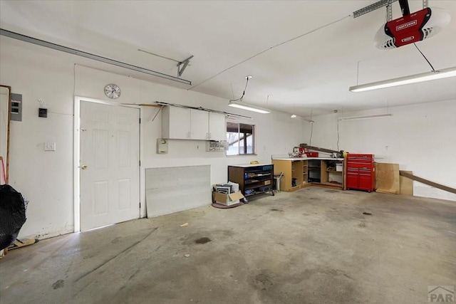 garage with a garage door opener