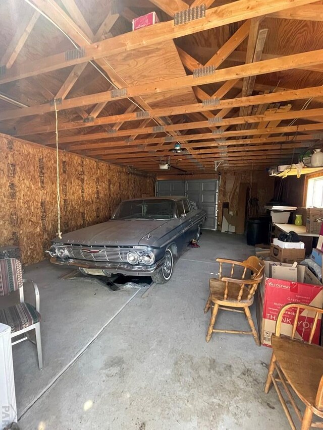 garage with a garage door opener