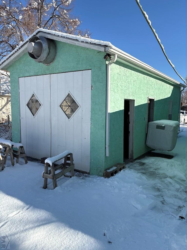 view of snow covered structure