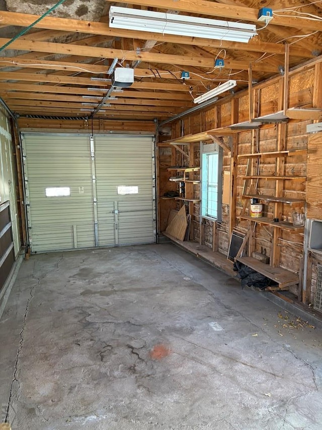 garage with a garage door opener