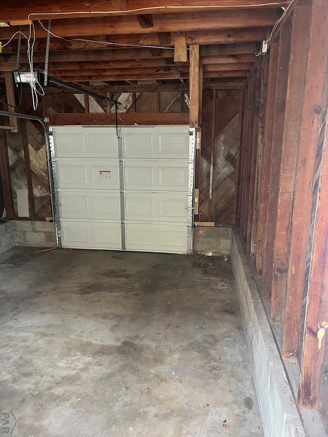 garage featuring water heater