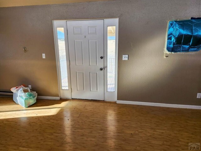 7787 State Highway 78, Beulah, CO 81023 - foyer entrance featuring baseboards, wood finished floors, and a textured wall