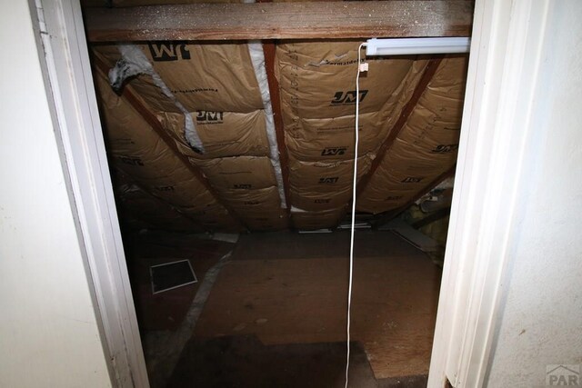 view of unfinished attic