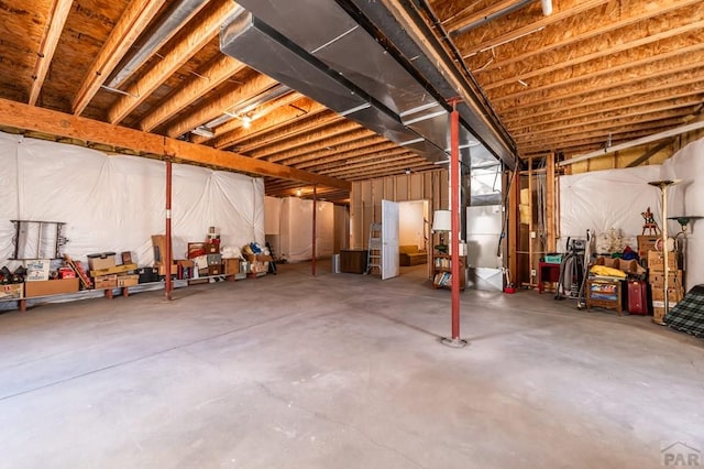 view of unfinished basement