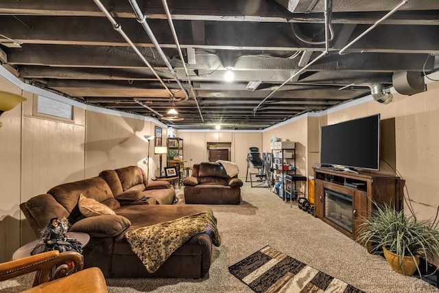 326 W Pitkin Ave, Pueblo, CO 81004 - living room with carpet flooring and a fireplace
