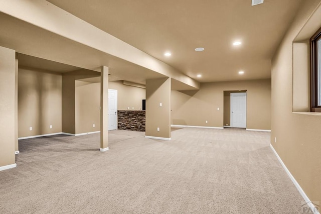 368 S Camino De Los Ranchos, Pueblo West, CO 81007 - finished basement featuring light carpet and recessed lighting
