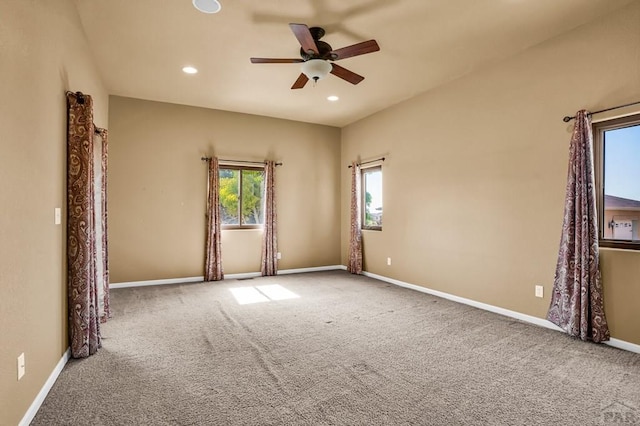 368 S Camino De Los Ranchos, Pueblo West, CO 81007 - spare room featuring ceiling fan, carpet, and recessed lighting
