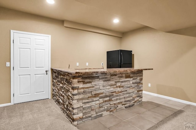 368 S Camino De Los Ranchos, Pueblo West, CO 81007 - indoor bar featuring freestanding refrigerator and recessed lighting