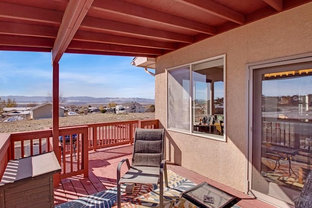 deck with a mountain view