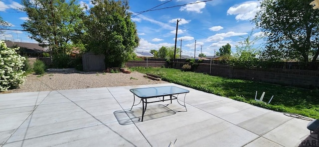 view of patio / terrace with a fenced backyard and outdoor dining space