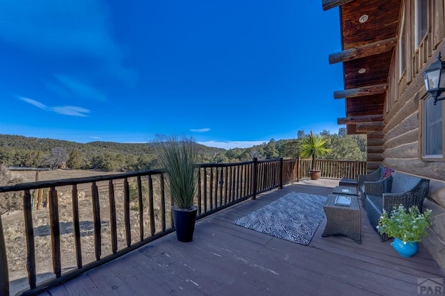 deck with a mountain view