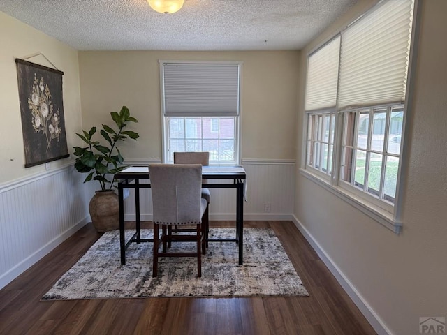 402 Alma Ave, Pueblo, CO 81004 - office area with a wainscoted wall, a textured ceiling, and wood finished floors