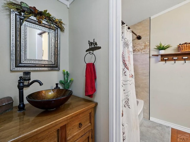 52825 E US Highway 50, Boone, CO 81025 - bathroom featuring vanity and shower / bath combo with shower curtain